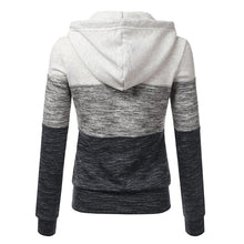 Load image into Gallery viewer, Women Autumn Casual Long Sleeve Thin Zip Contrast Hood Hoodies Jacket Coat